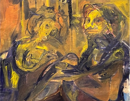 close ups of unfinished oil painting
