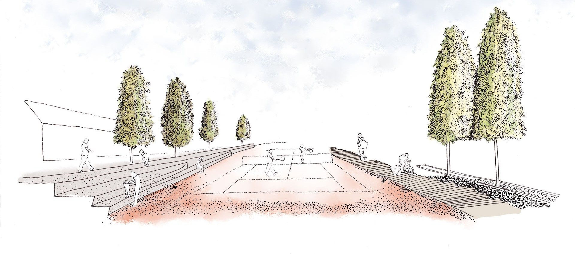 Formal play zone - view from path looking south 