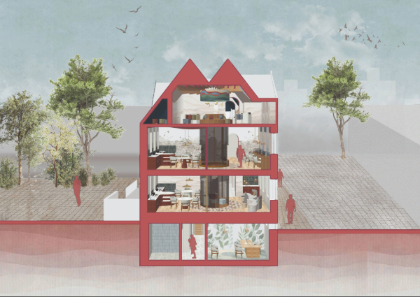 The Pleasance Refuge rendered sectional perspective visual
