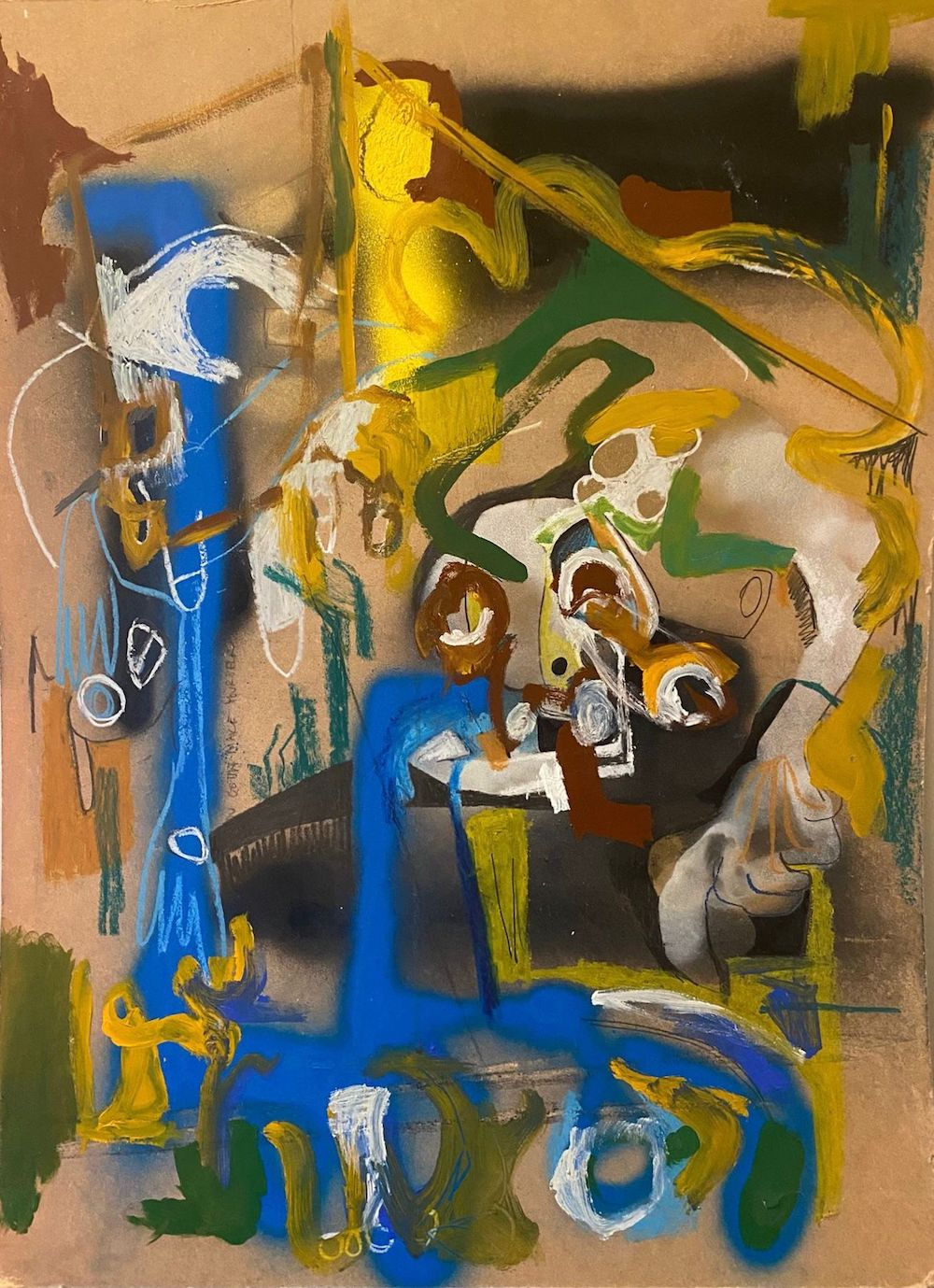 200825 (part one in diptych). 2025. acrylic, oil pastel and household paint on MDF. 100 X 80 cm. Edinburgh