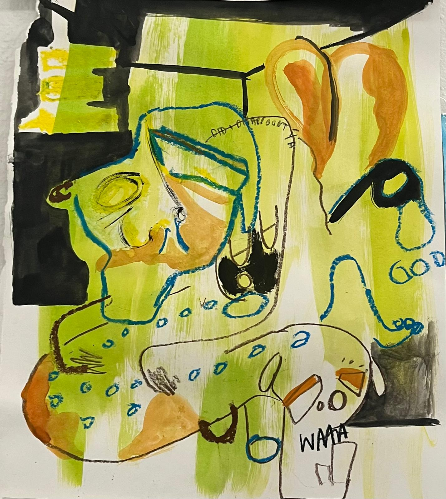 sketch (details). 2025. felt tip, acrylic paint and graphite on paper. A4