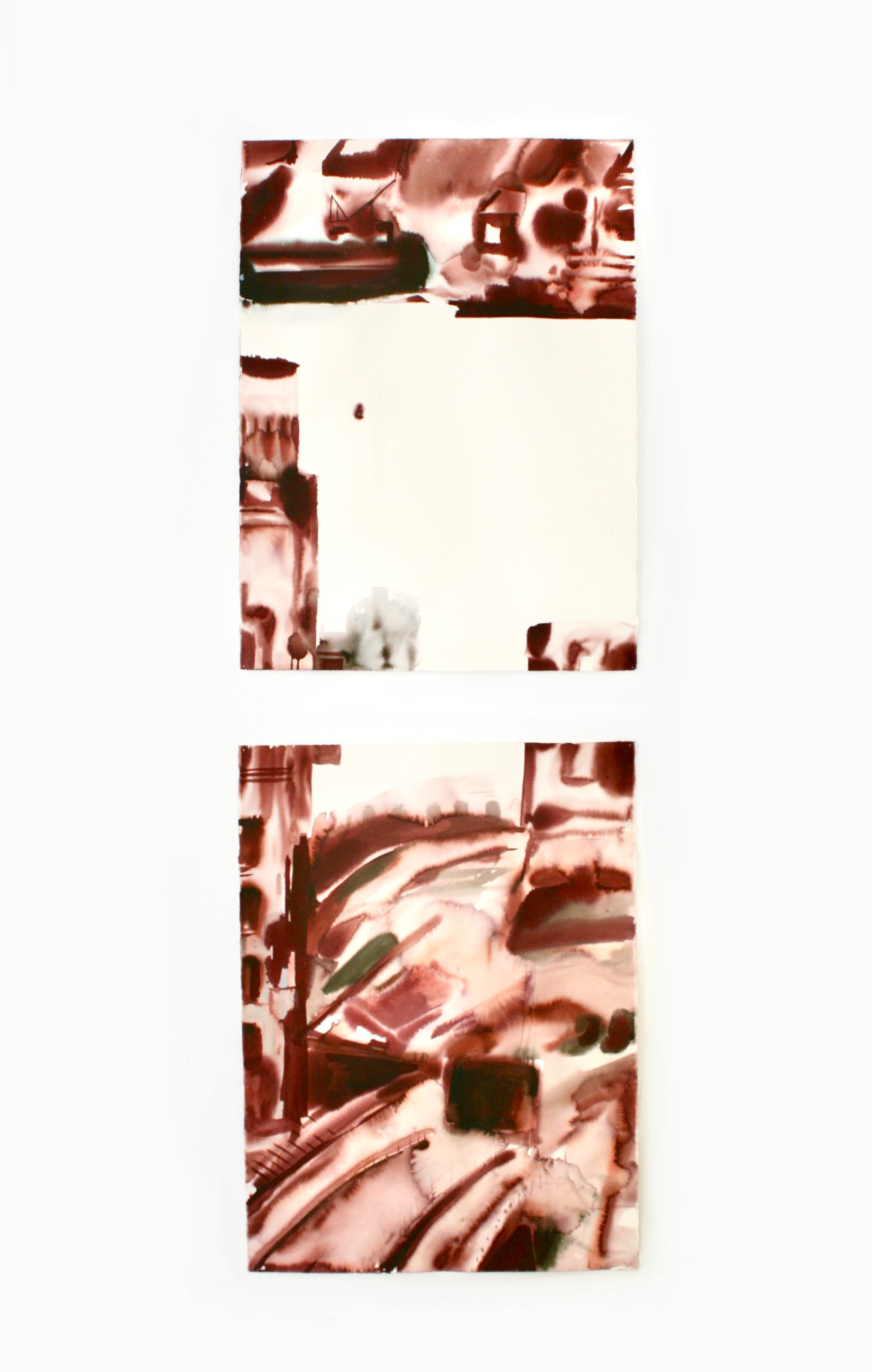 Urban Municipality, 76cm x 57cm x2, ink on watercolour paper