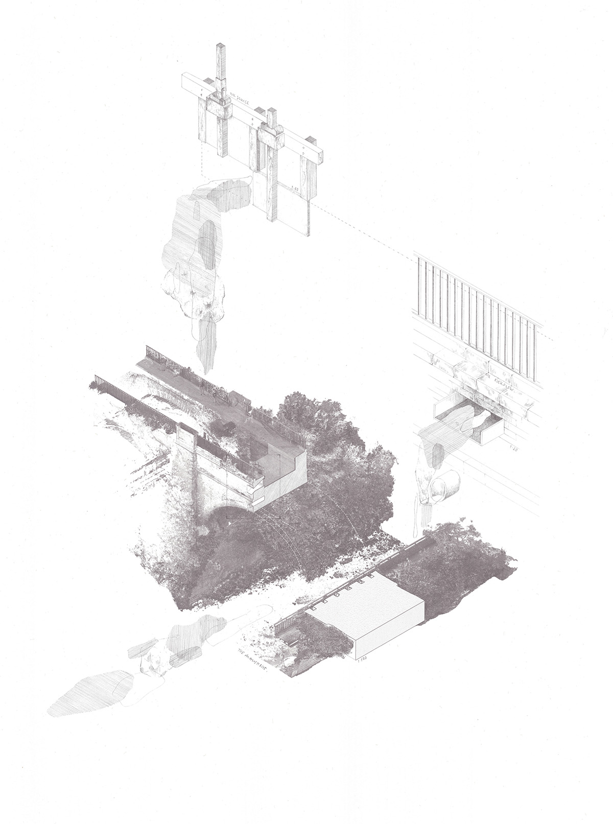 slateford aqueduct - exploded axonometric study