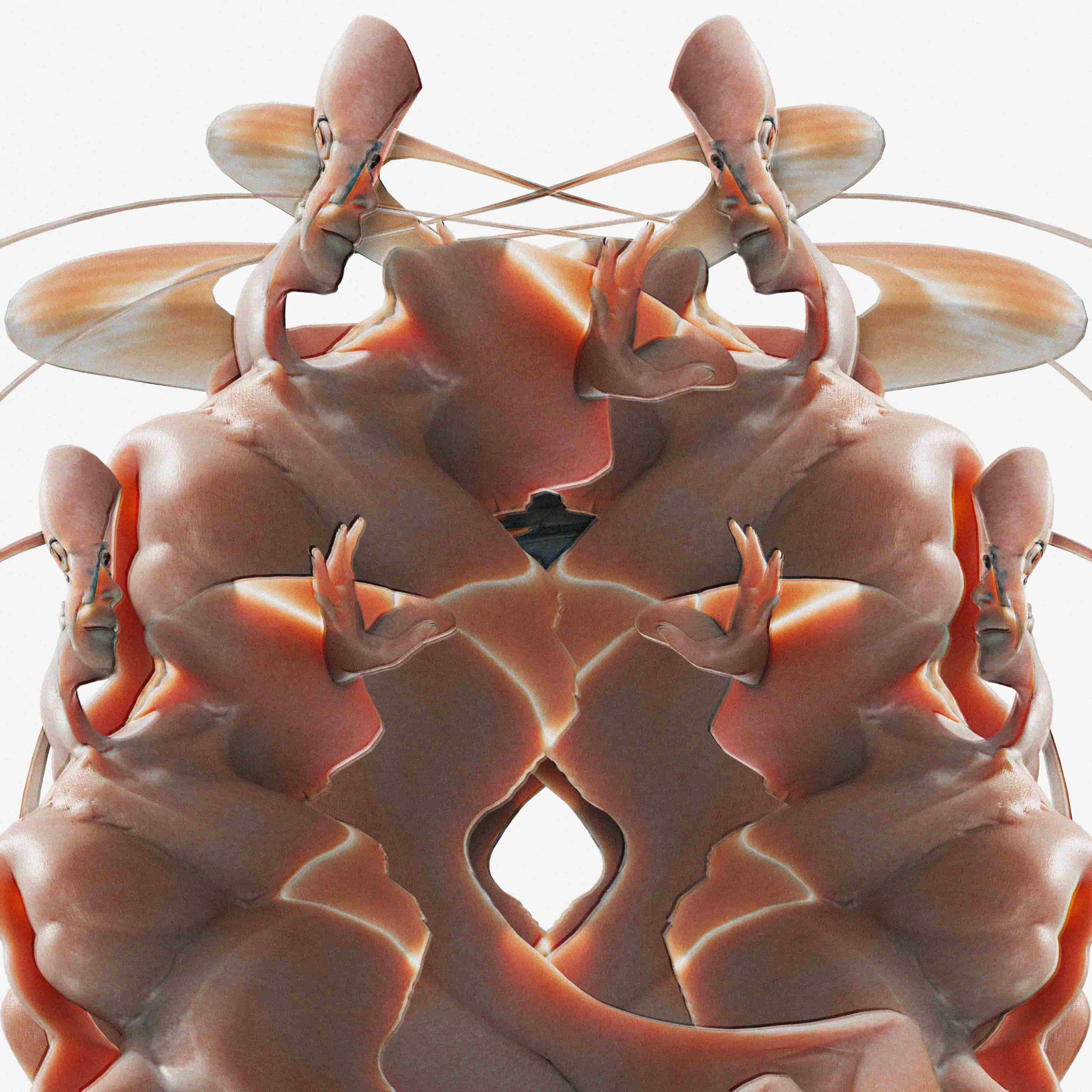 intersecting symmetrical humanoid figures