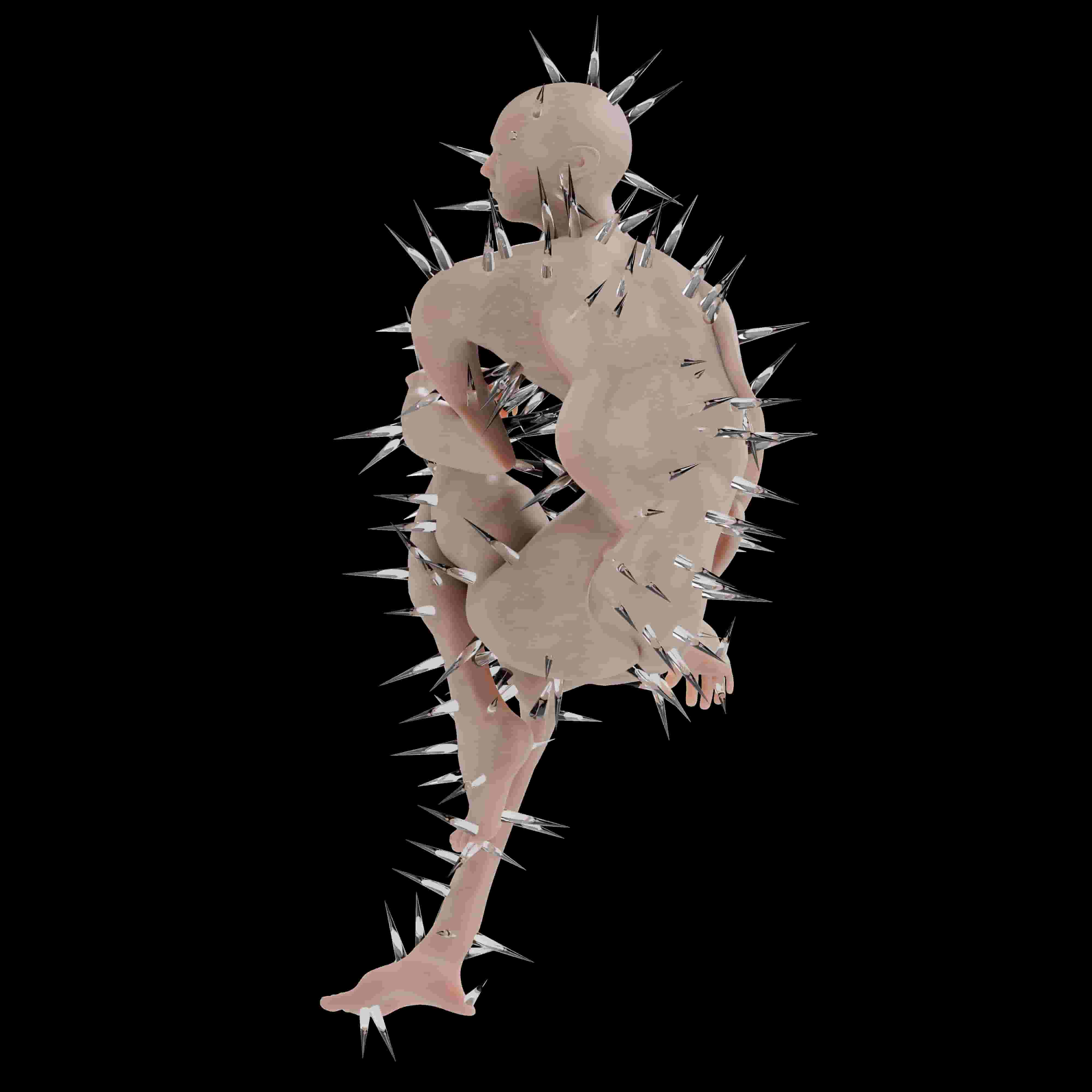 skin body covered in glass spikes