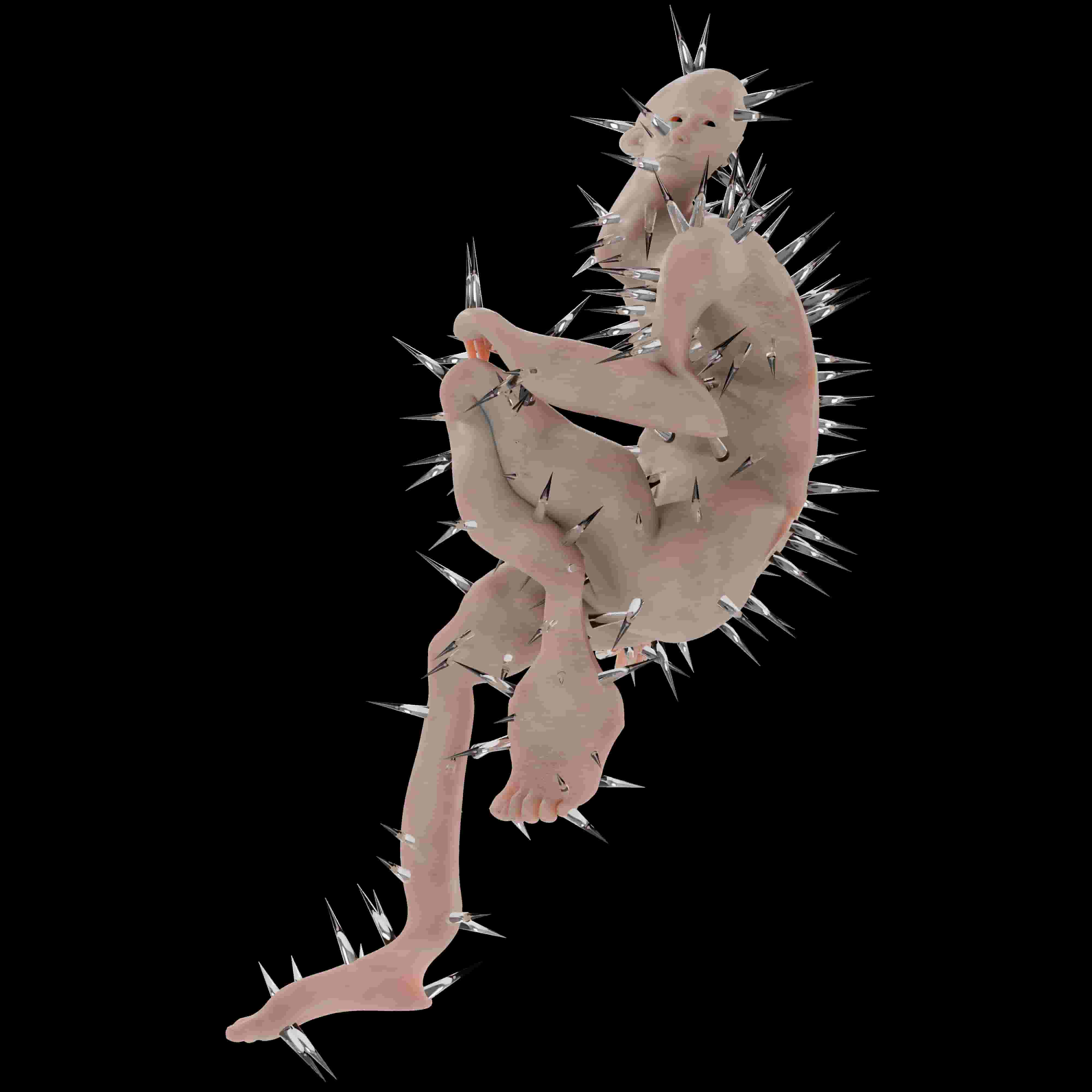 skin body covered in glass spikes