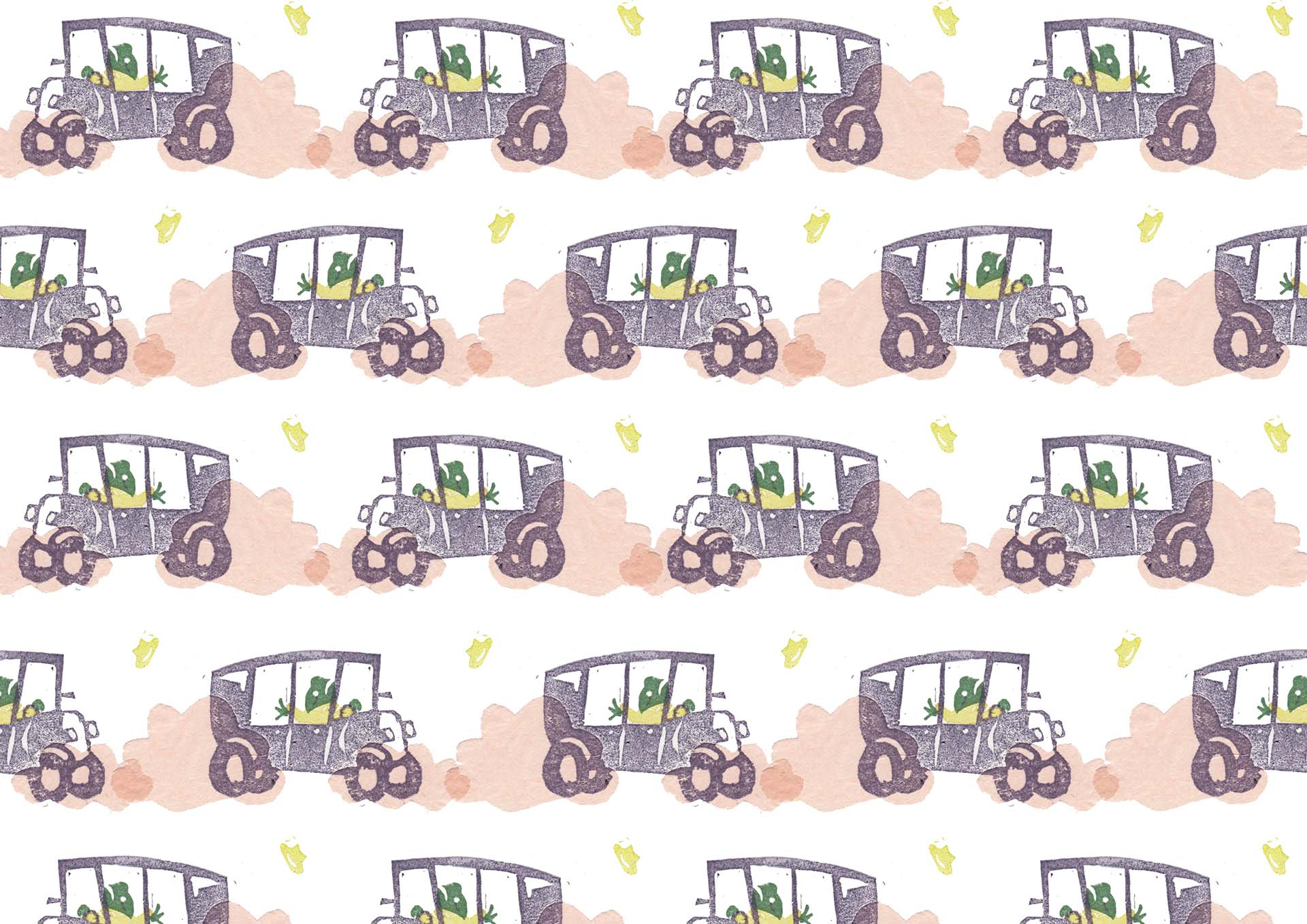 Riding: pattern based on The Wind in the Willows from a collection of children's literature classic endpapers.