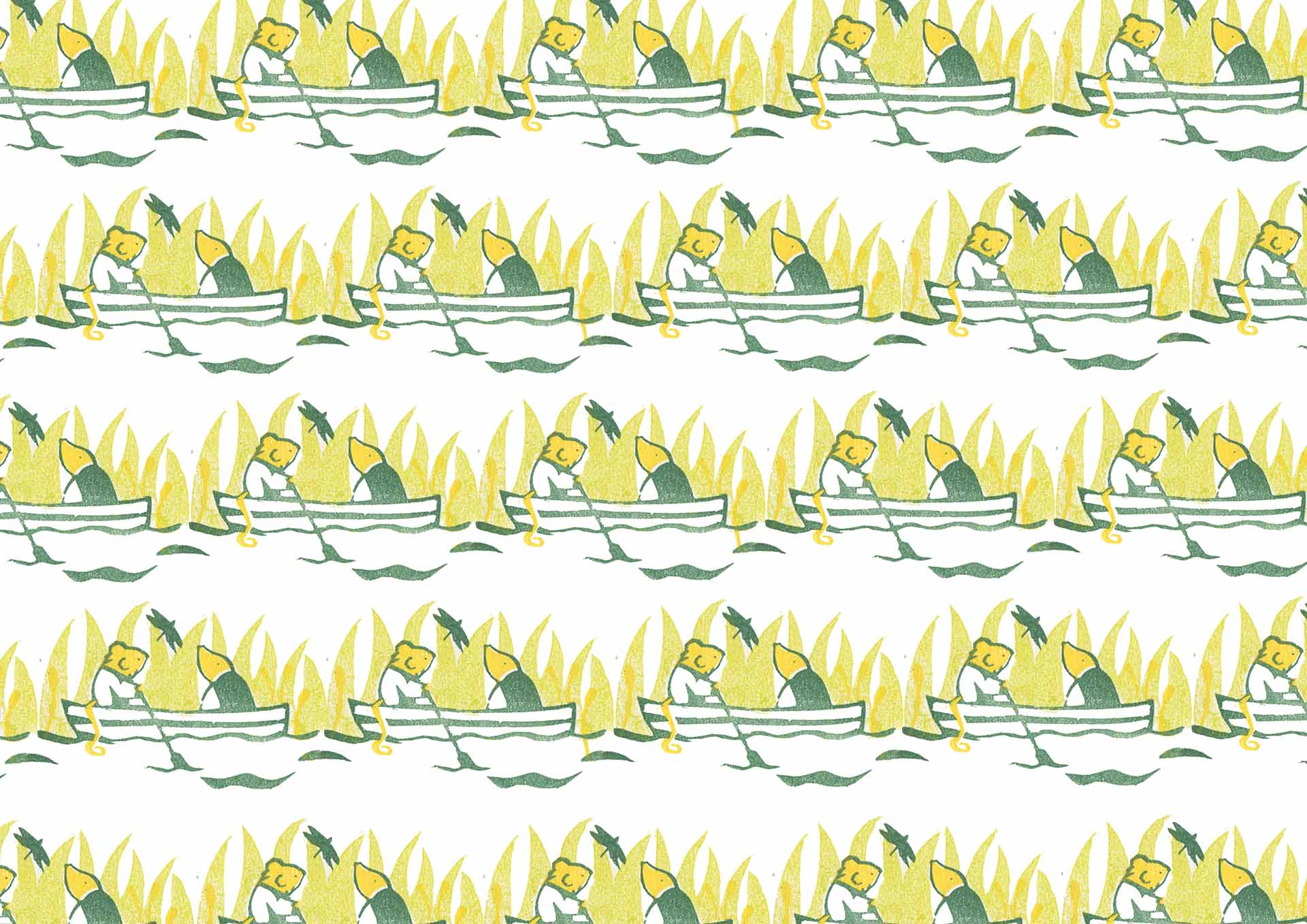Rowing: pattern based on The Wind in the Willows from a collection of children's literature classic endpapers.