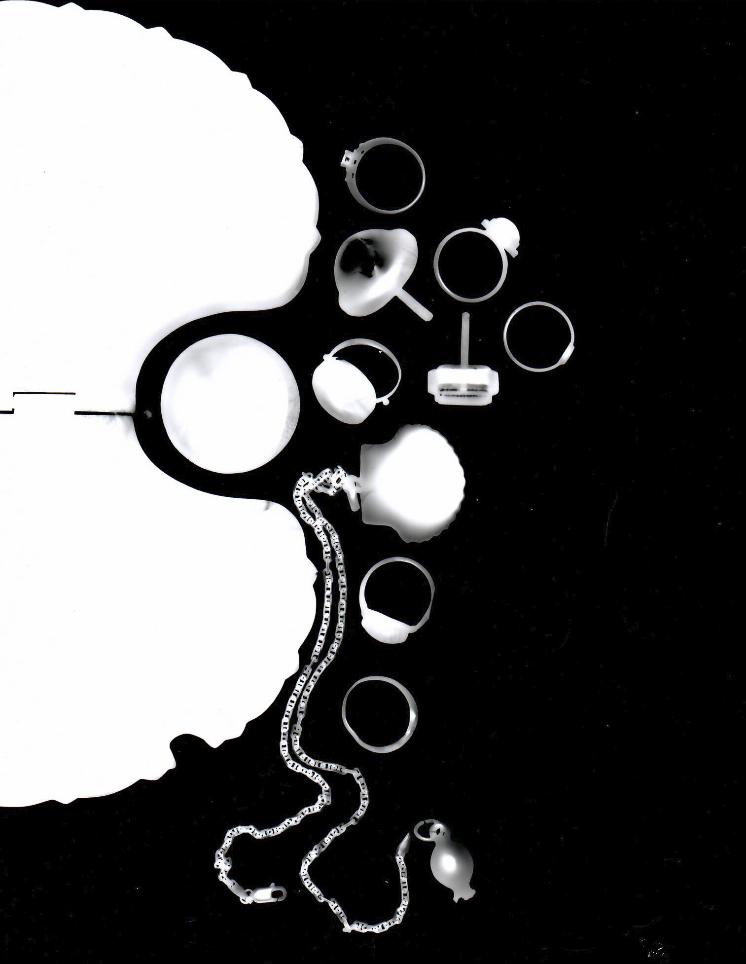 Photogram of jewellery plate and Russian jewellery