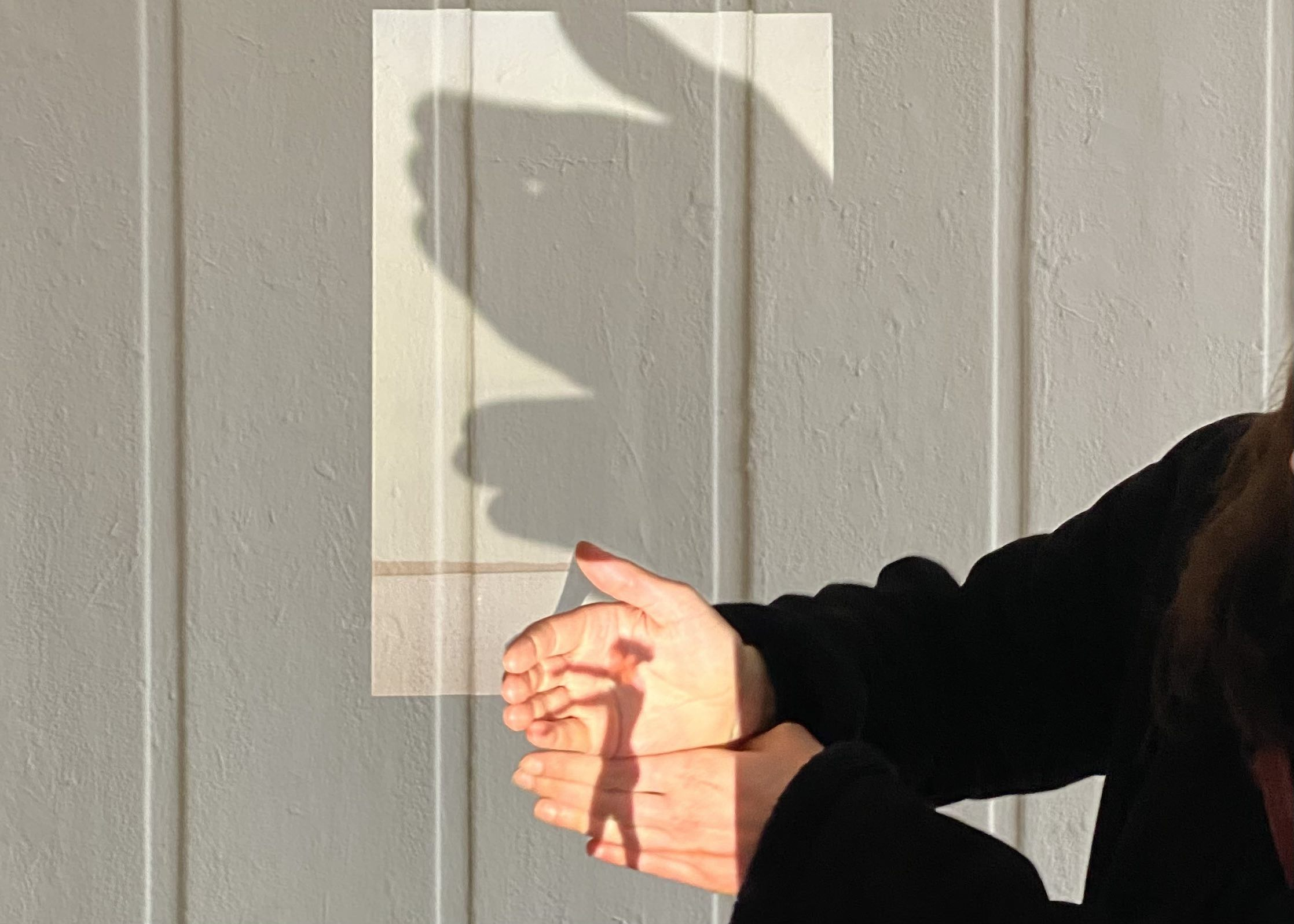 Animation of the body imitating the speculum, projected onto hands.