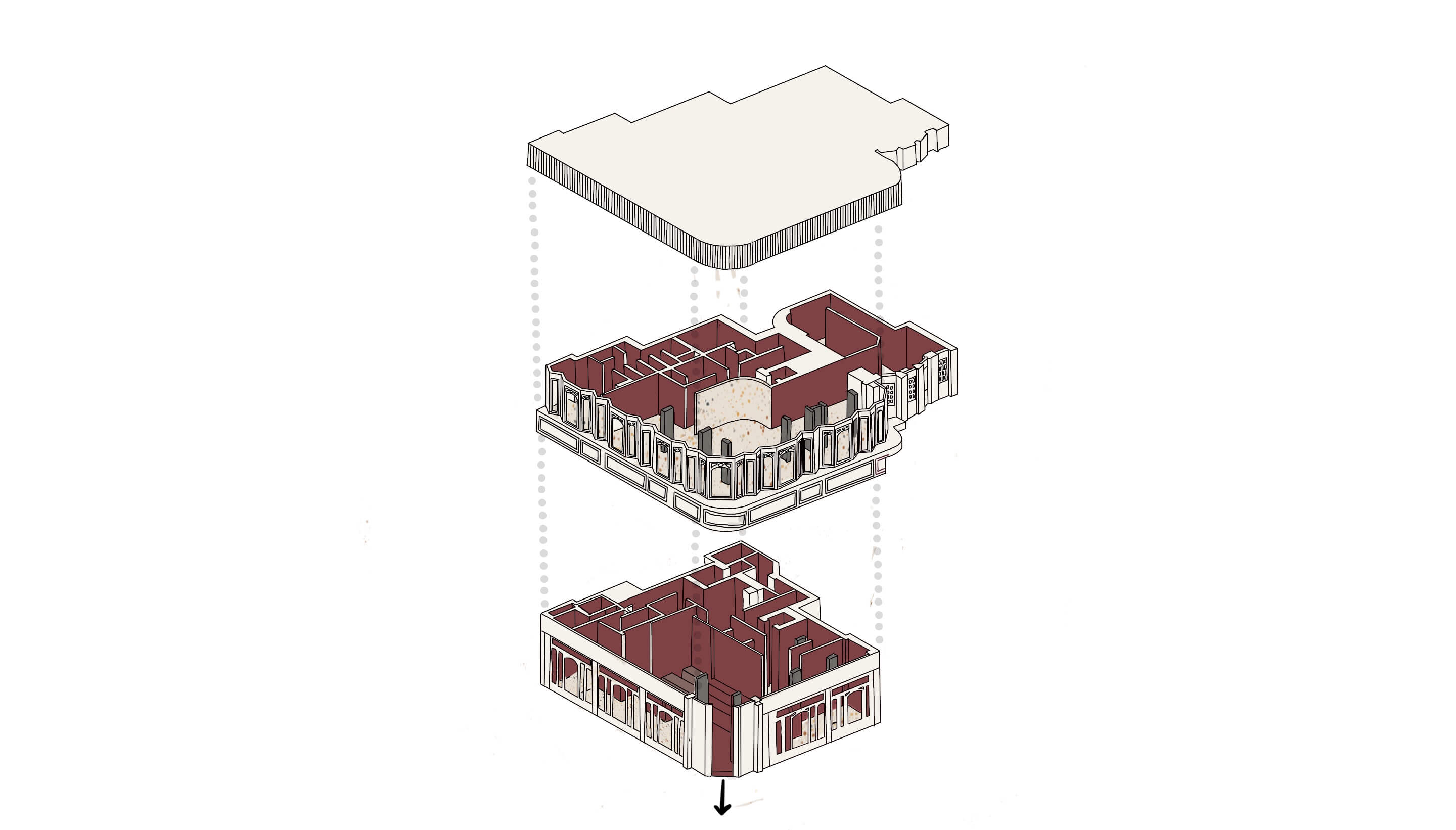 Exploded isometric of the existing site