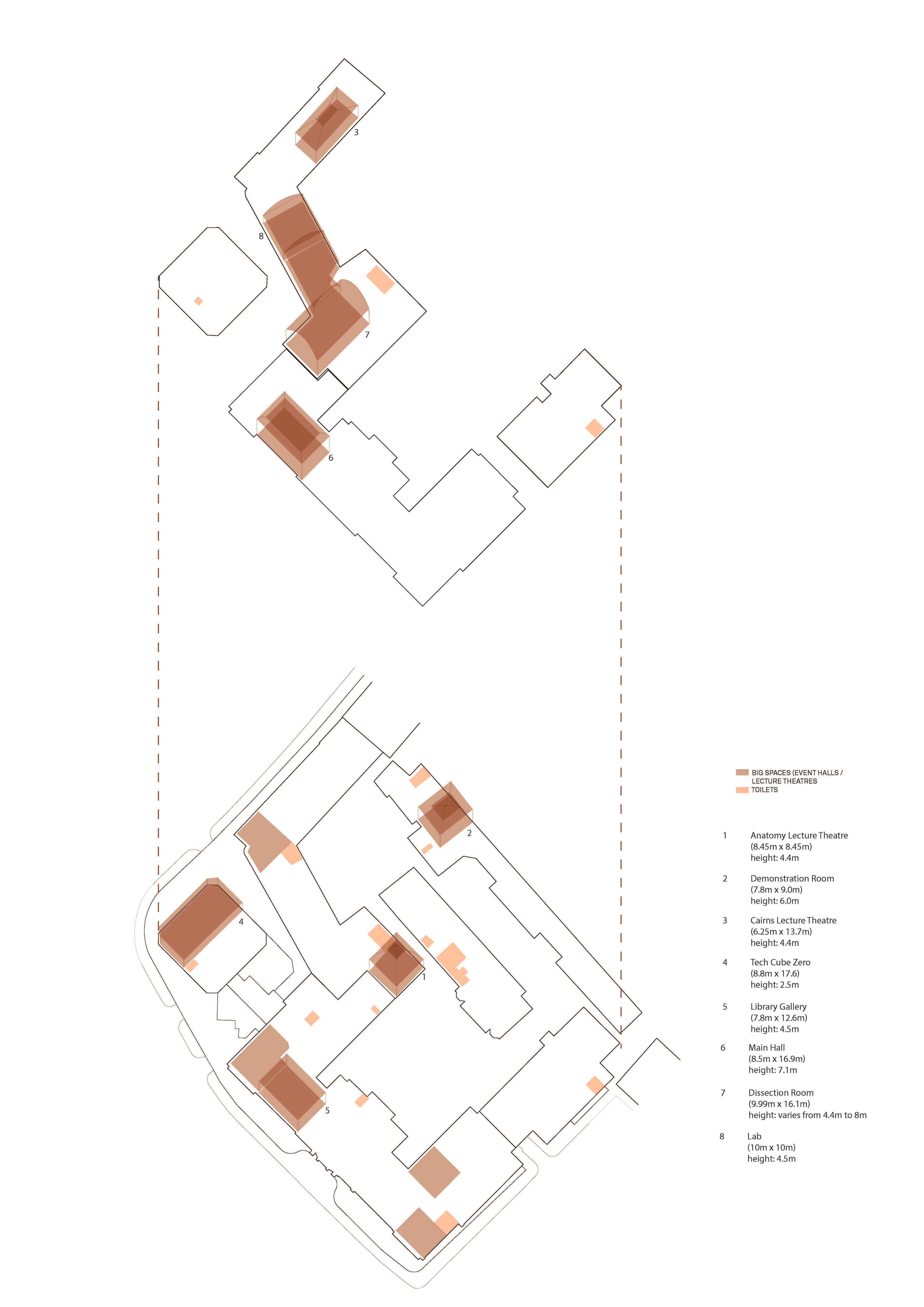 Axo of big and small spaces 