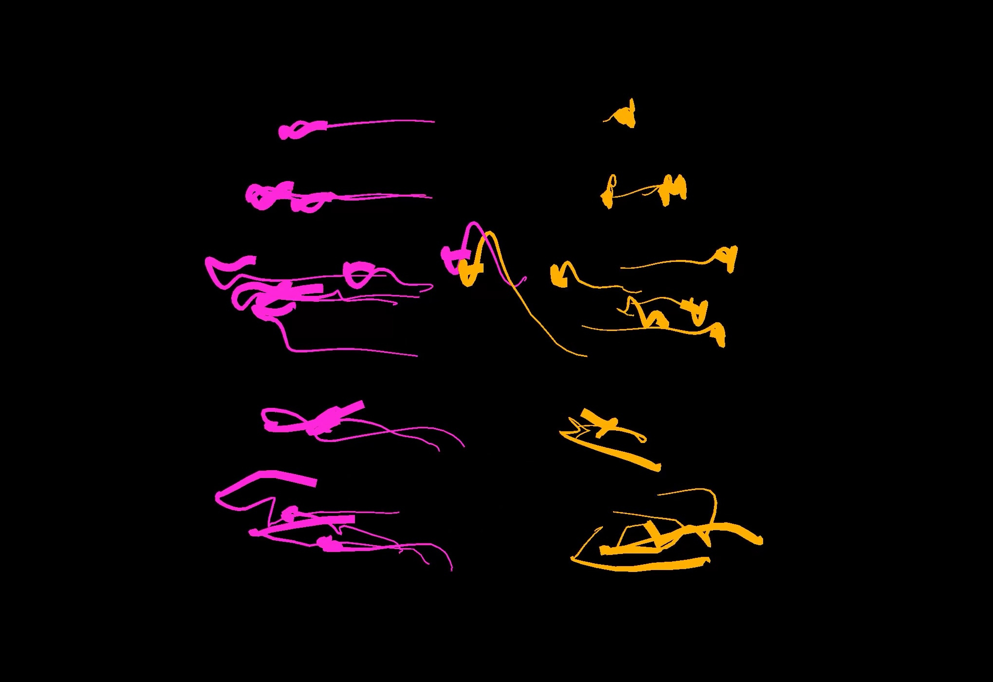 Motion capture of dance with lines from key joints