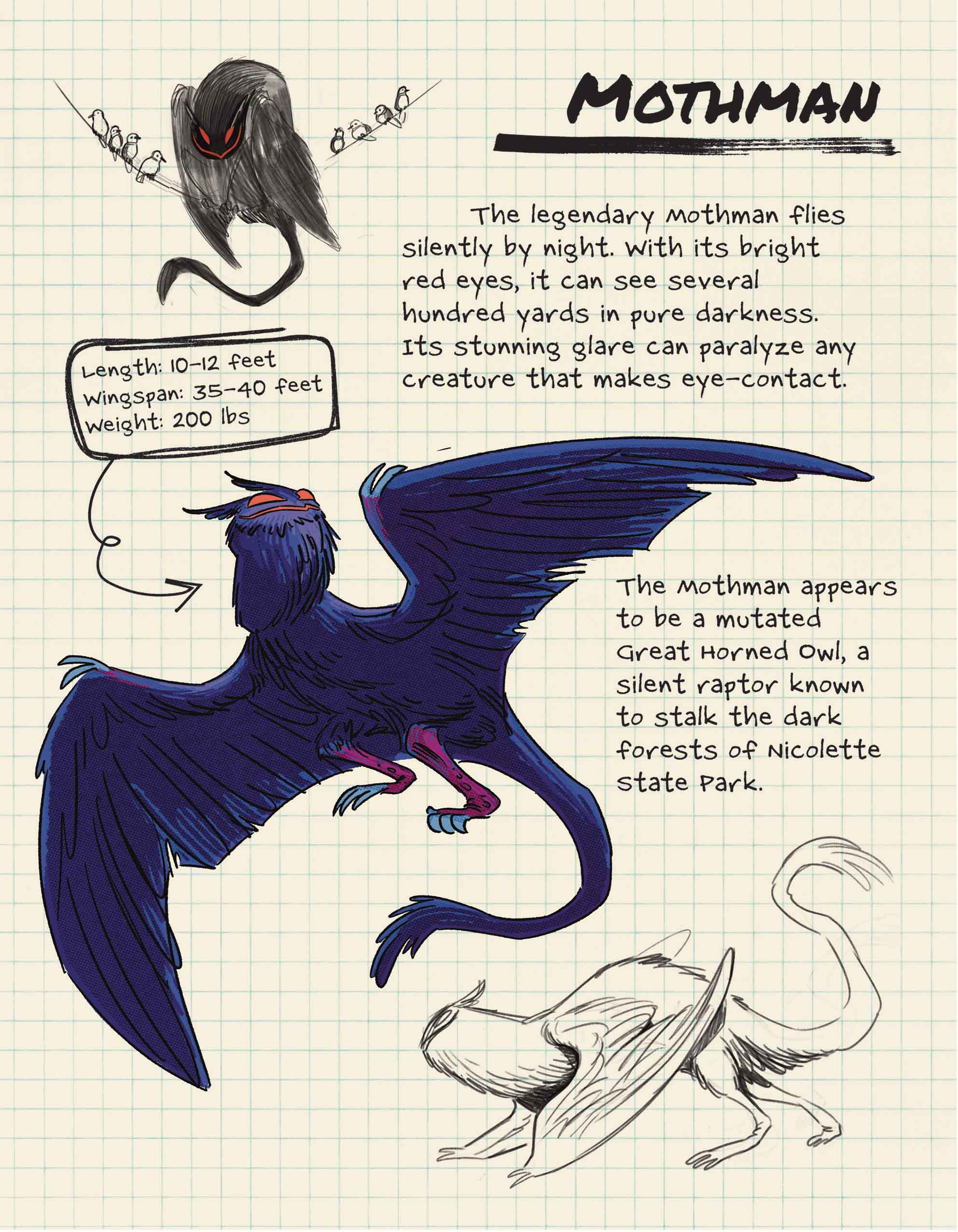 Mothman, a dark, winged beast