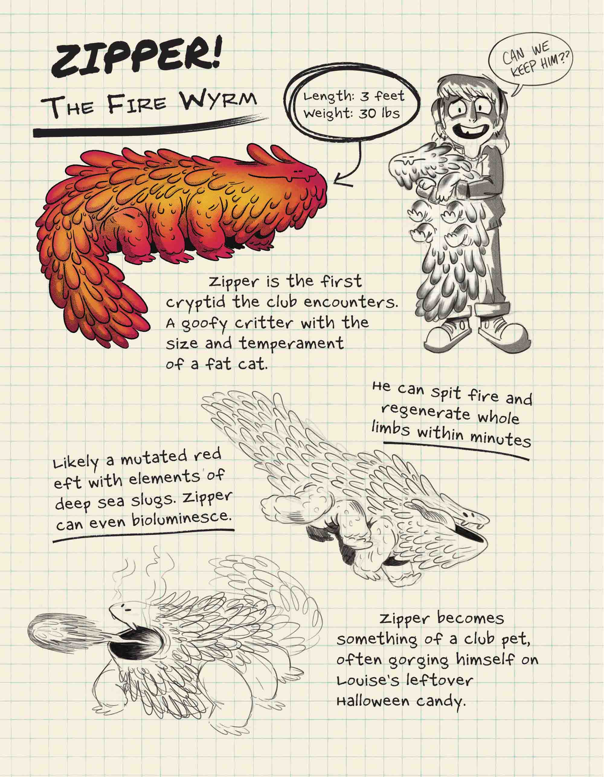 Zipper, a red newt-like creature