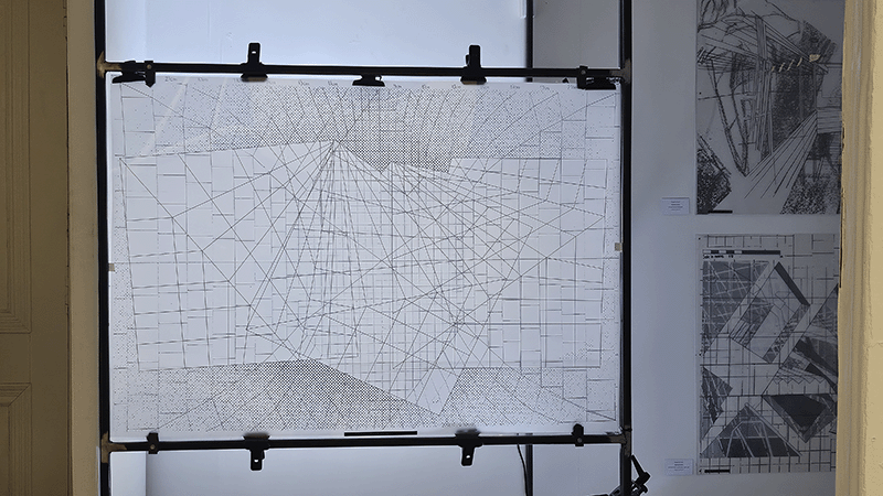 'Universal Development Framework' piece in steel frame with clips