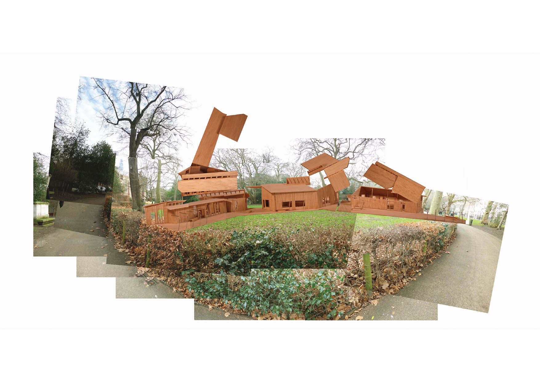 Collage of the annexe in the field 