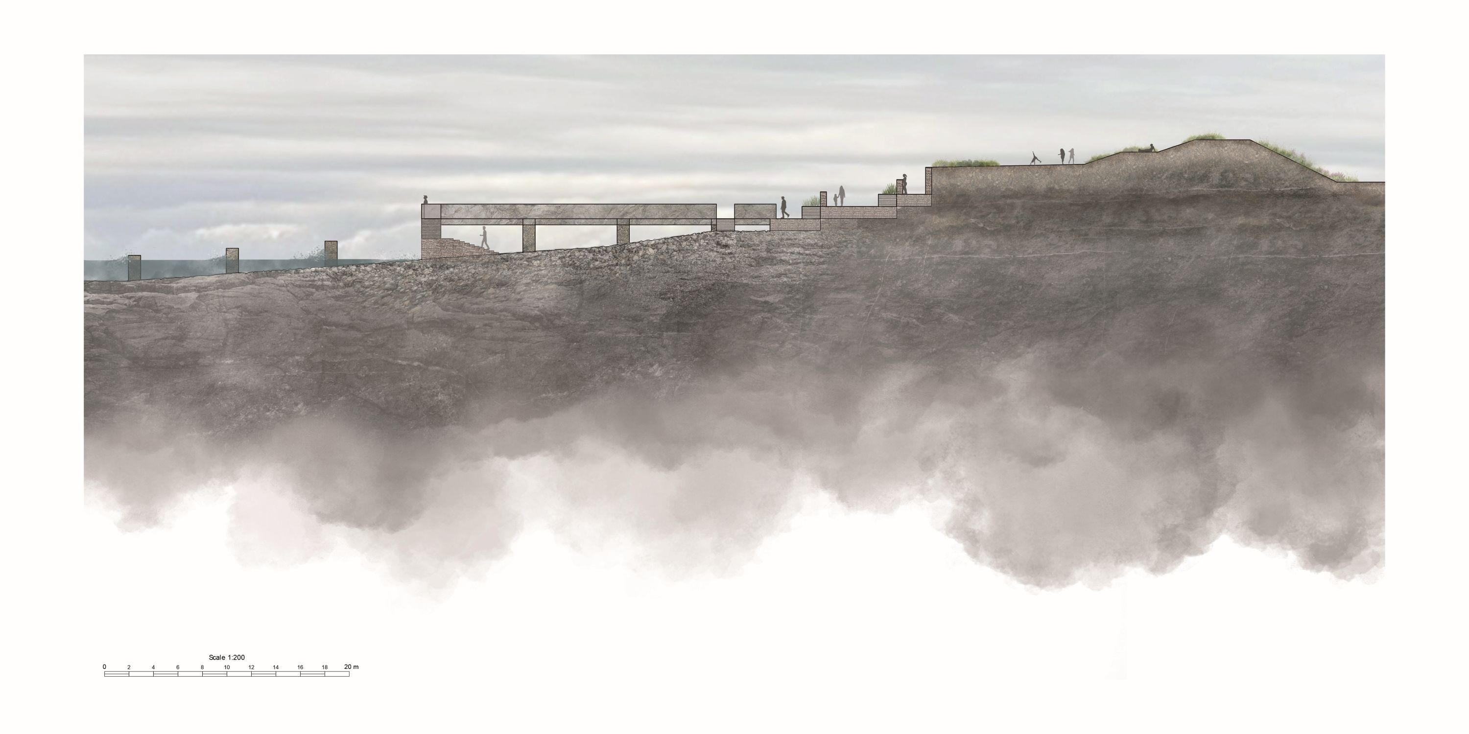 Section showing proposed tidal walkway and viewing platform