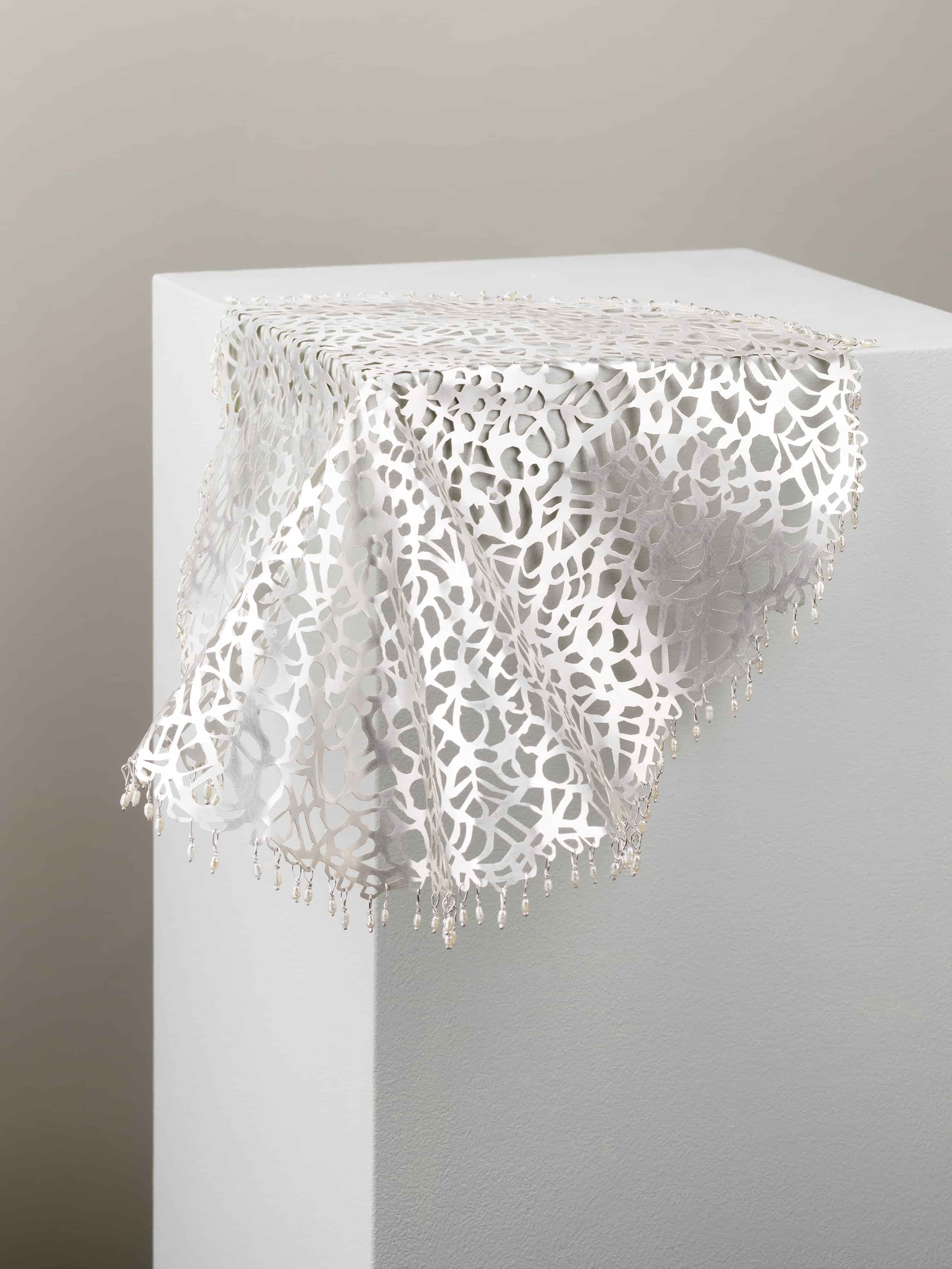 Newhailes Drapped Doily, Sterling Silver, Seed pearls