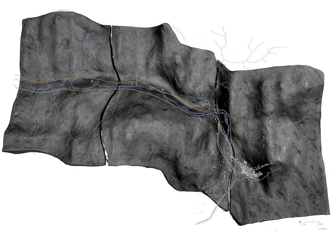 Site Plan, Clay model with clay slip from clay extracted from site, 1:12500 @A1