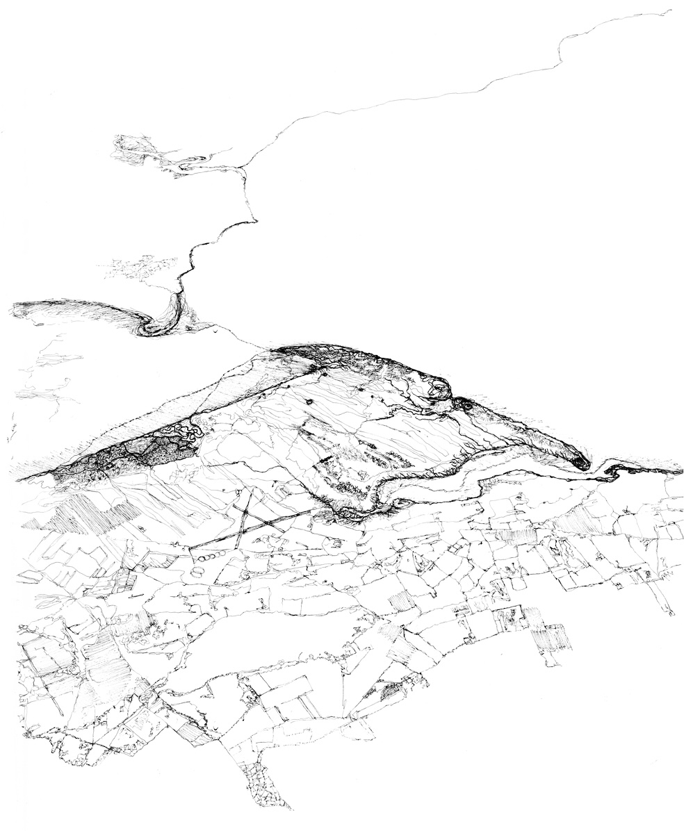 Fineline Aerial Drawing of Morrich More, Scotland 