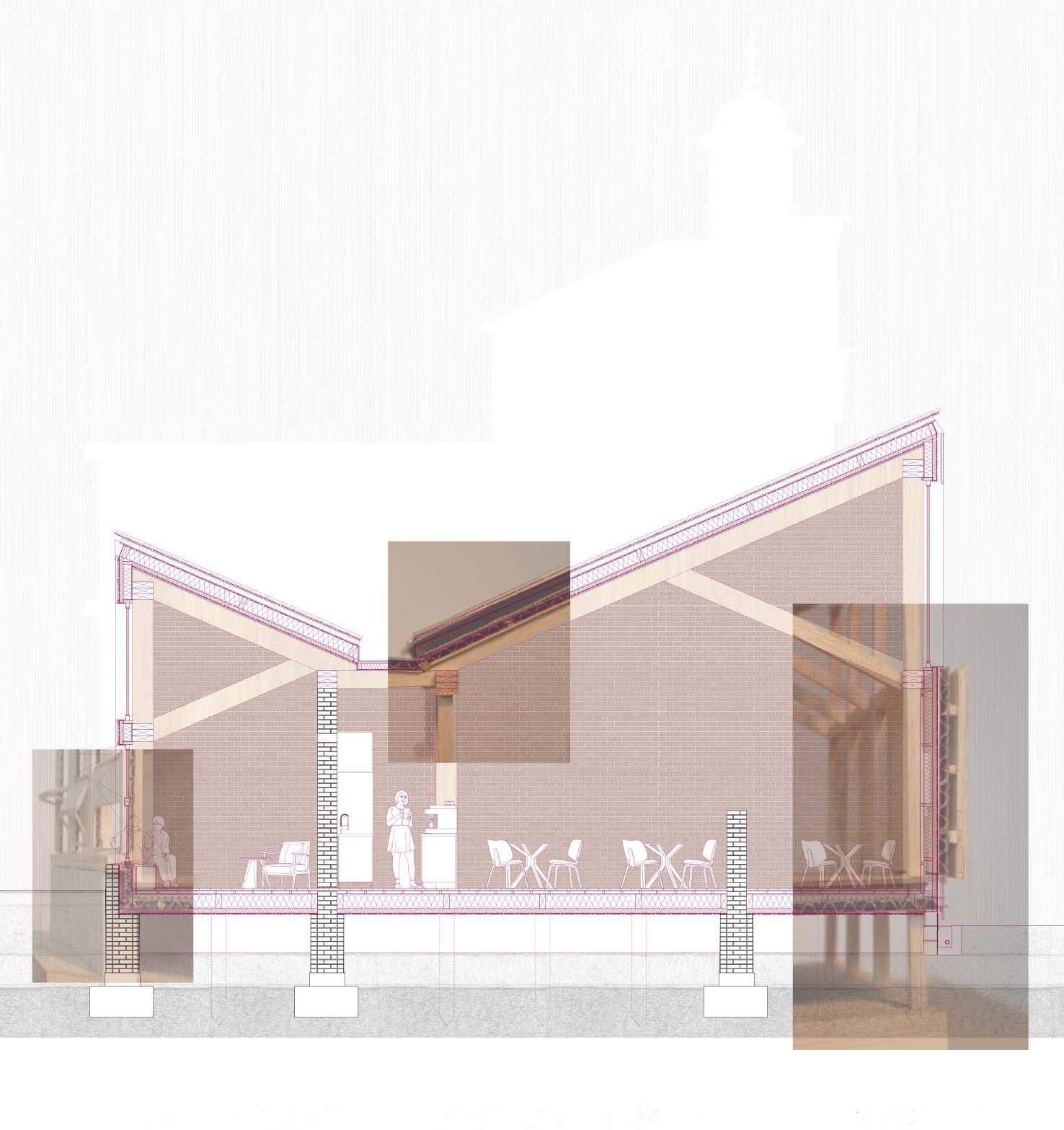 Section through cafe