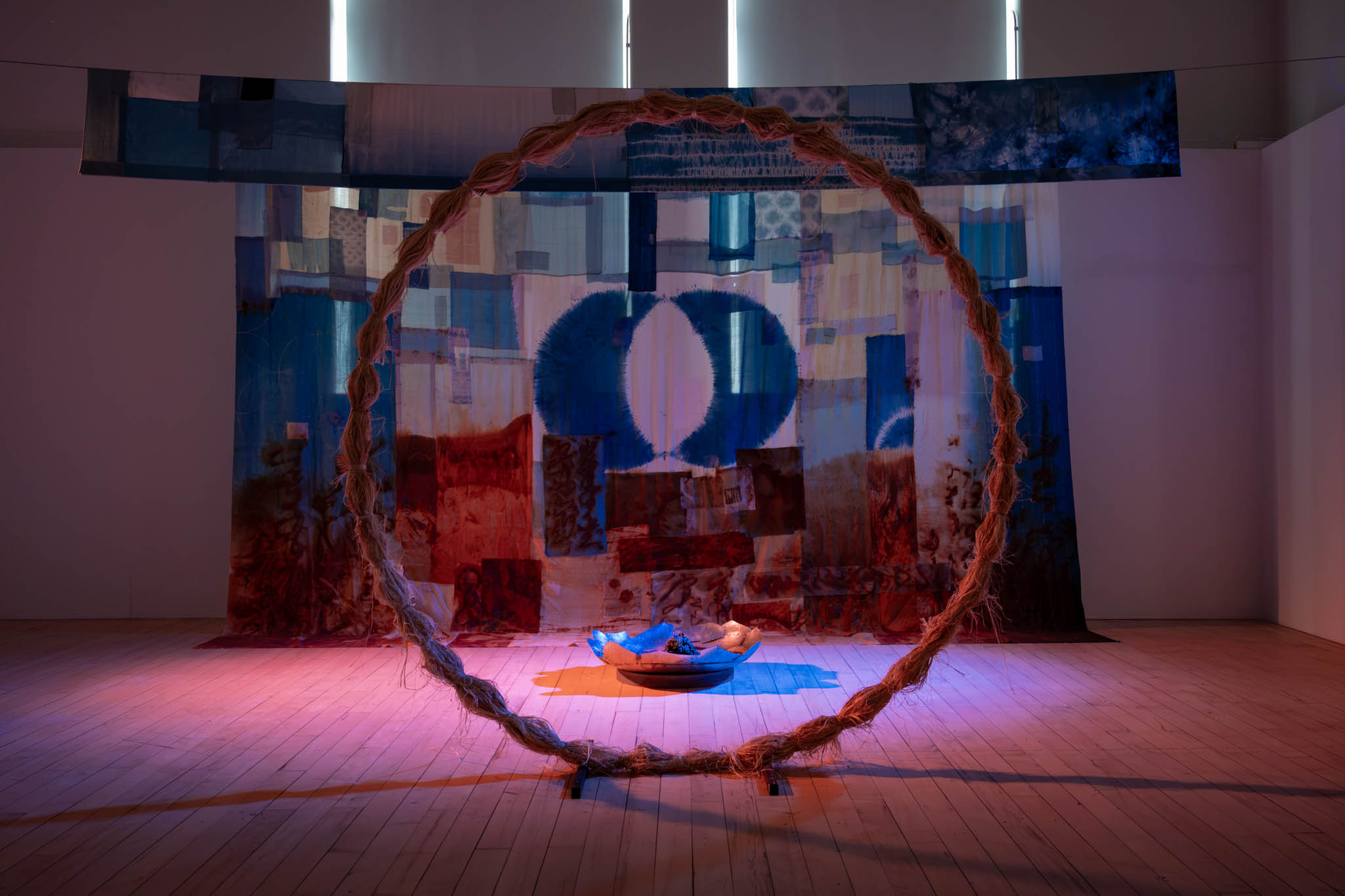 Patchwork tapestry installation